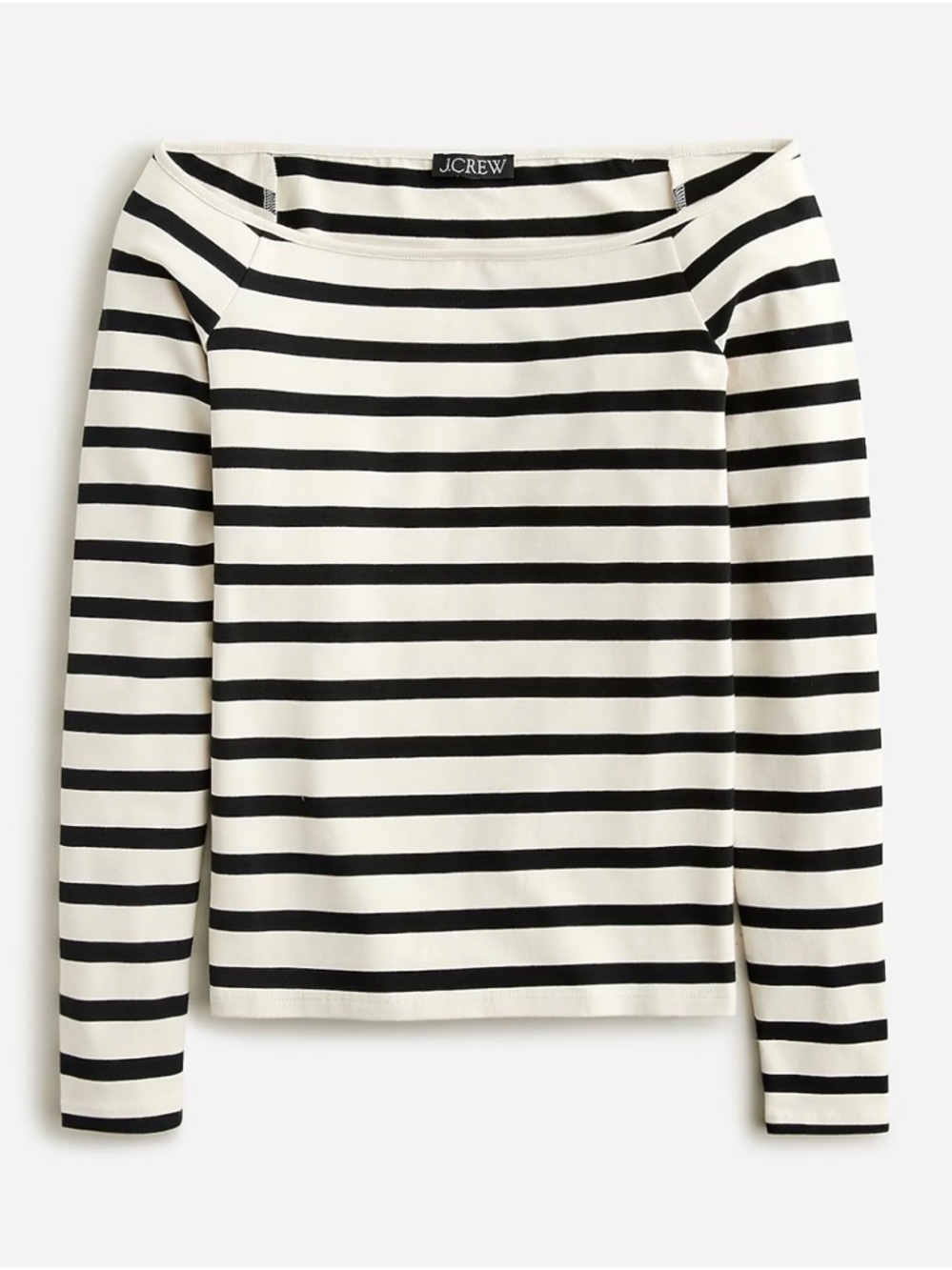 NWoT Off-the-shoulder long-sleeve shirt in striped stretch cotton
